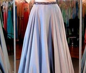 Two Pieces Beading Long Prom Dresses ,Popular Party Dress,Fashion